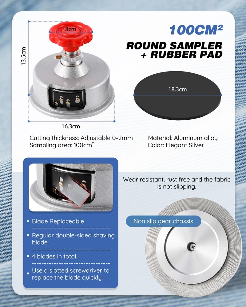 NEWTRY 600g/0.01g Electronic Fabric GSM Weight Scale Balance 110V with 0-2mm Disc Sampler Cloth Cutter for Textile Paper Non-Woven Fabrics (110V Scale + Sample Cutter) - Image 2